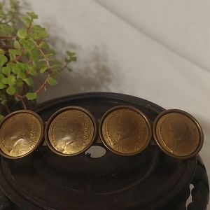 Vtg Jan Michaels Brass Coin Barette